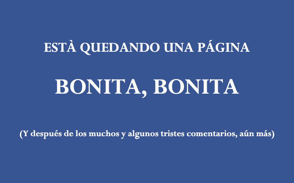 Está quedando una página bonita, bonita